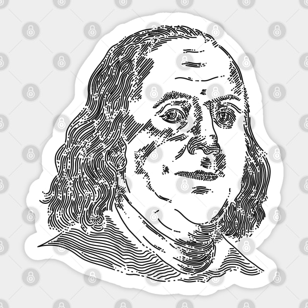 Benjamin Franklin Line Art Sticker by Merchsides